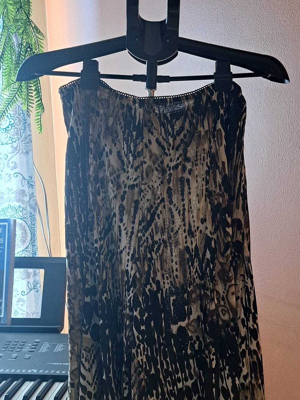 Covington Brown and Black Animal-Print Knee-Length Skirt
